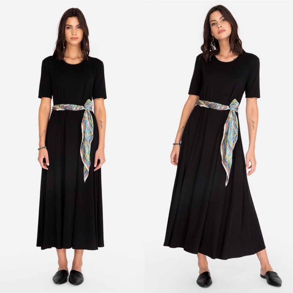 Johnny Was Calme scarf tie maxi dress size medium-blk